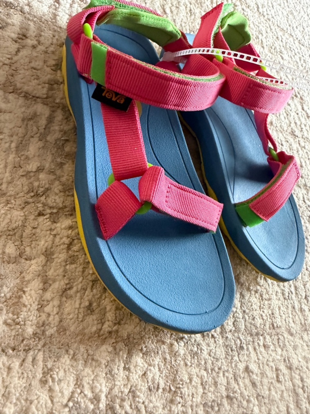 Teva Kids Blue Sandals with Pink and Green Straps - Picture 3 of 7